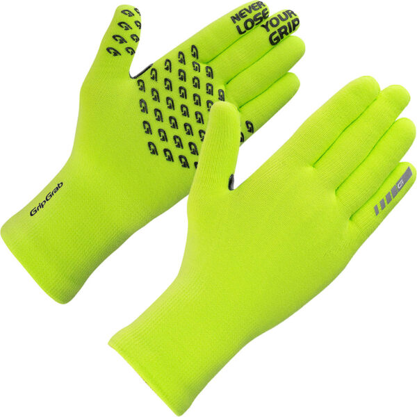 Fietshandschoenen: Gripgrab Gloves Waterproof Knitted Thermal Yellow Hi-Vis