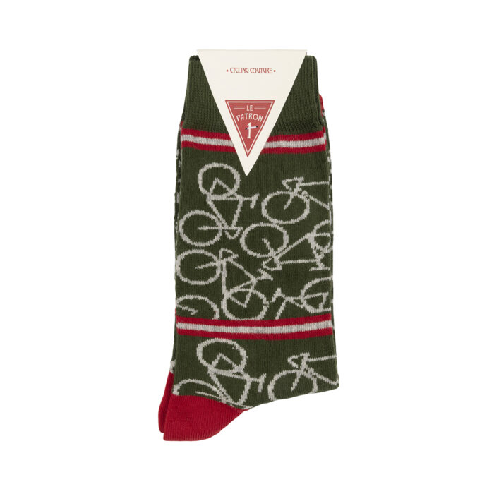 Cadeau voor wielrenner: Le Patron Socks Bicycle Army Green
