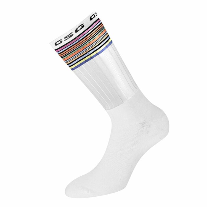 Fietssokken: GSG Socks AERO Rainbow/White