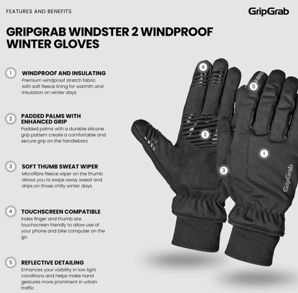 Fietshandschoenen Gripgrab Gloves Windster 2 Windproof Winter Black