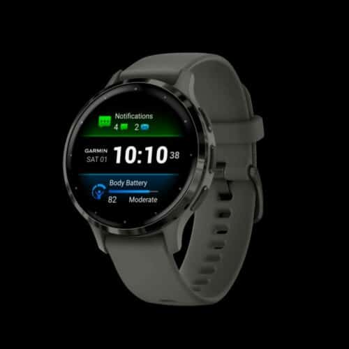 Sporthorloge: GARMIN Venu® 3S, Slate gray rand van roestvrij staal met pebble gray behuizing en siliconen band