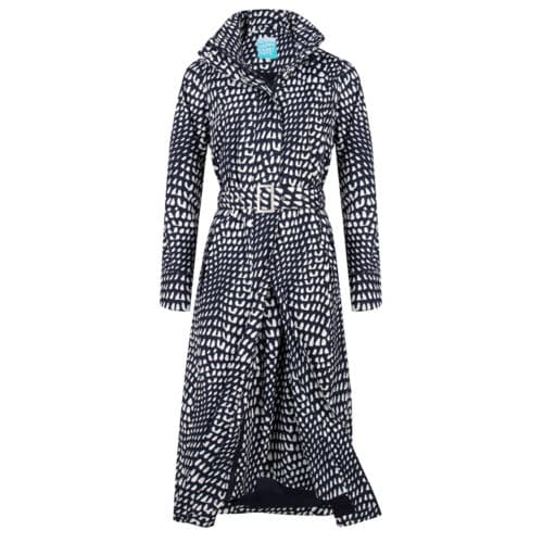 HappyRainyDays Lange regenjas Montreal, met flap Blauw - Wit