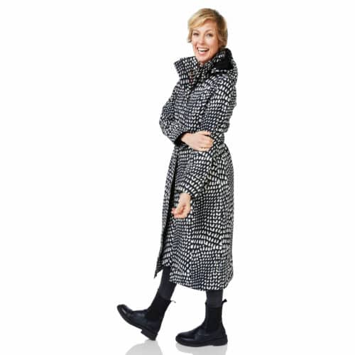 HappyRainyDays Lange regenjas Montreal, met flap Zwart-Beige