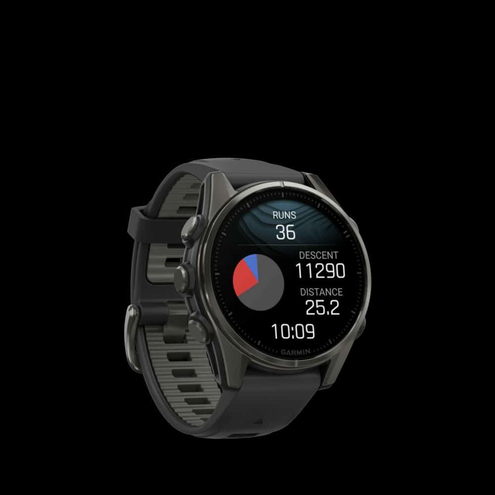 GARMIN fēnix® 8 - 43 mm, AMOLED Sapphire, Carbon grey DLC-titanium met zwarte/pebble grey siliconen band - Afbeelding 2