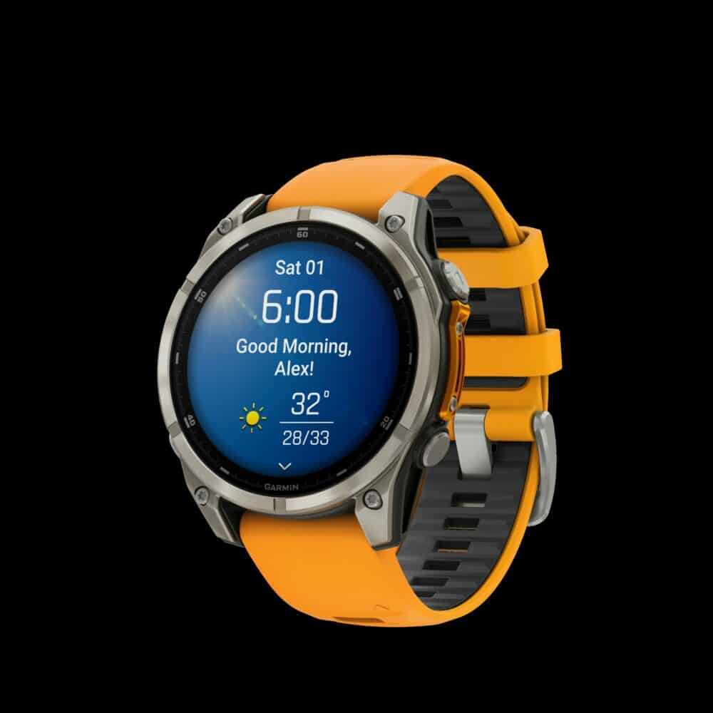 Sporthorloge fēnix® 8 - 47 mm, AMOLED, Sapphire, Titanium Spark orange/graphite siliconen band