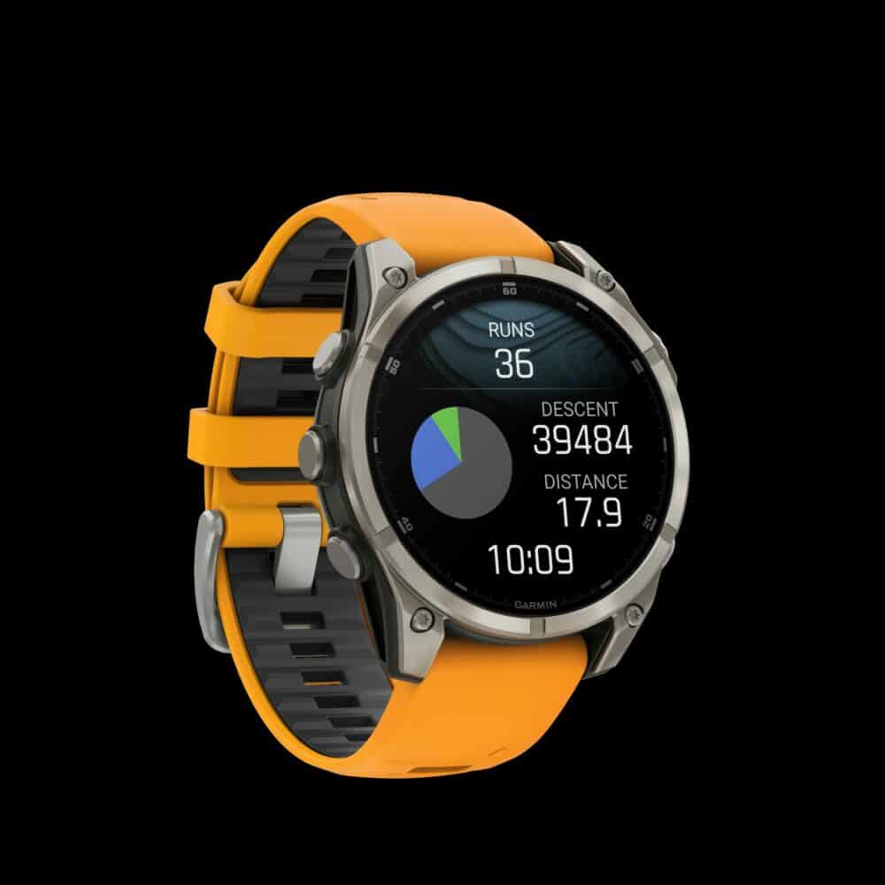 Sporthorloge fēnix® 8 - 47 mm, AMOLED, Sapphire, Titanium Spark orange/graphite siliconen band
