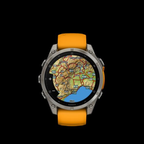 Sporthorloge fēnix® 8 - 47 mm, AMOLED, Sapphire, Titanium Spark orange/graphite siliconen band