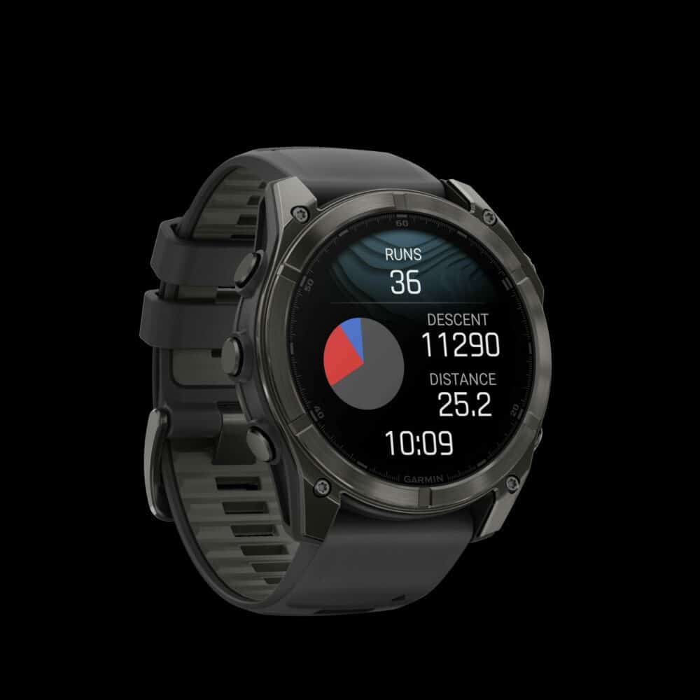 Sporthorloge fēnix® 8 - 51 mm, AMOLED Sapphire, Carbon grey DLC zwarte/pebble grey siliconen band