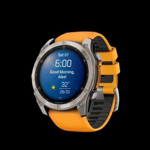 Sporthorloge fēnix® 8 - 51 mm, AMOLED Sapphire, Titanium met Spark orange/graphite sil band