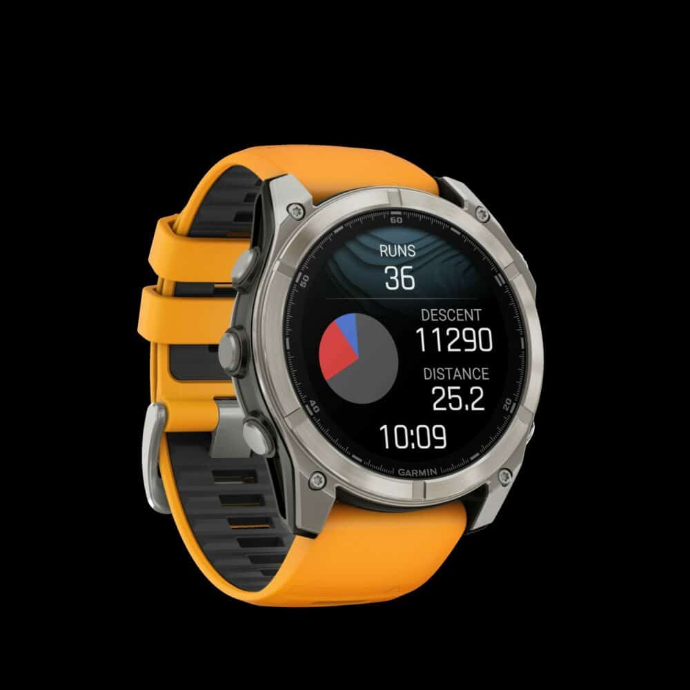 Sporthorloge fēnix® 8 - 51 mm, AMOLED Sapphire, Titanium met Spark orange/graphite sil band
