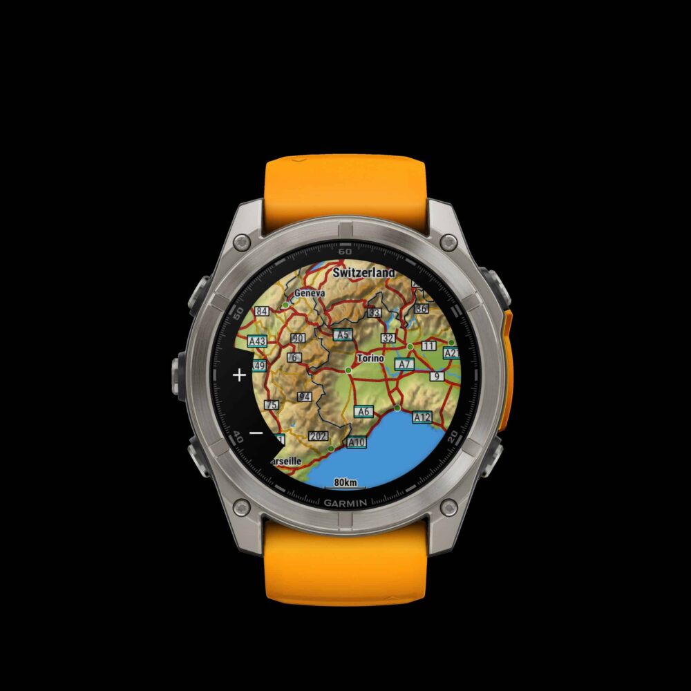 Sporthorloge fēnix® 8 - 51 mm, AMOLED Sapphire, Titanium met Spark orange/graphite sil band
