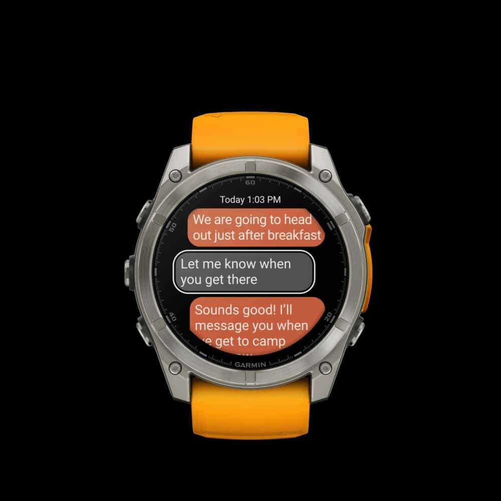 Sporthorloge fēnix® 8 - 51 mm, AMOLED Sapphire, Titanium met Spark orange/graphite sil band