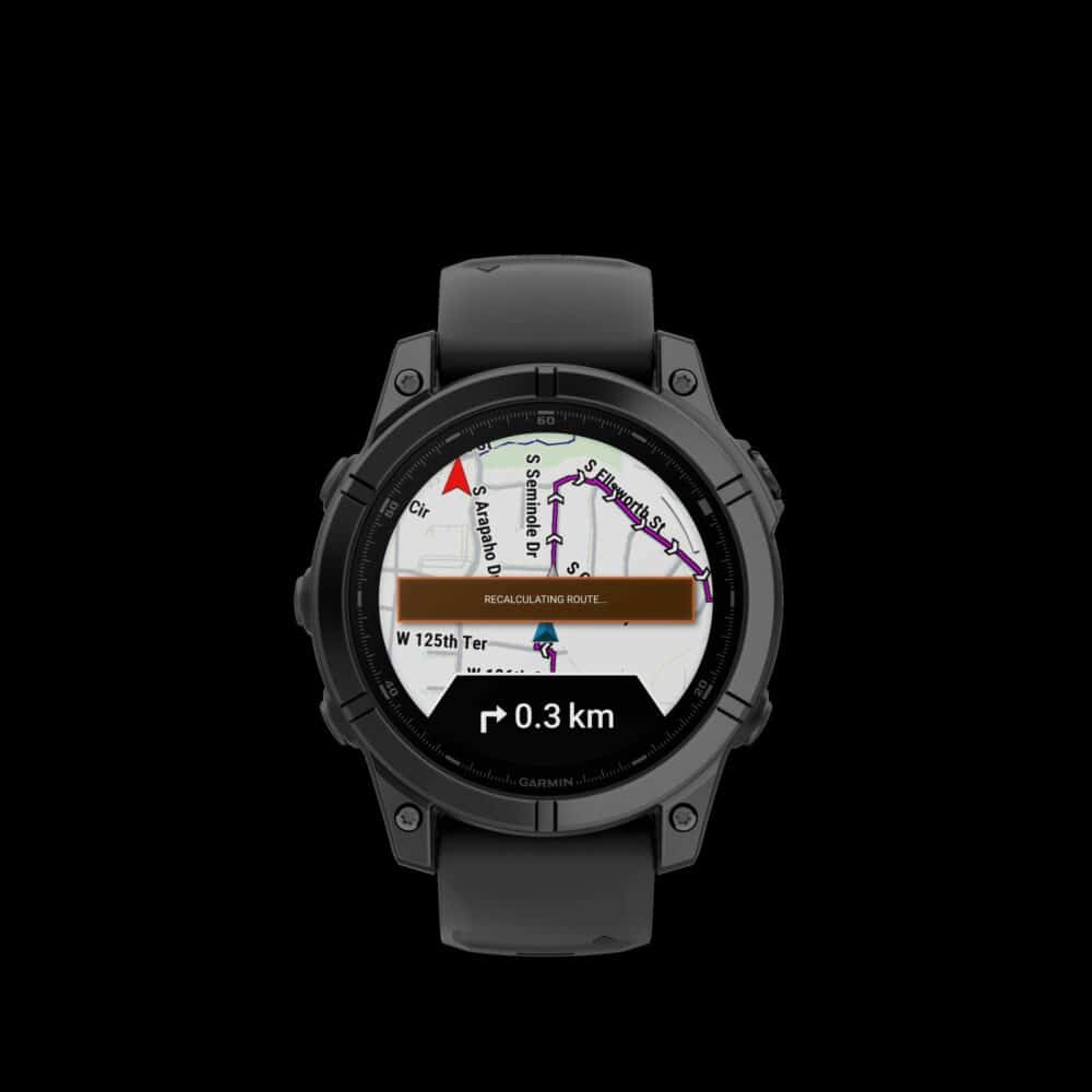 Sporthorloge fēnix® E – 47 mm, AMOLED, Slate grey staal met Zwarte siliconen band