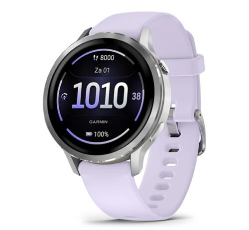 Sporthorloge Venu® 4 - 41 mm, Zilver met Periwinkle siliconen band