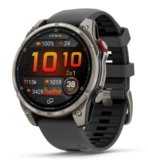 Sporthorloge fēnix® 8 Pro – 47 mm, AMOLED Sapphire, titanium met graphite-zwarte siliconen band