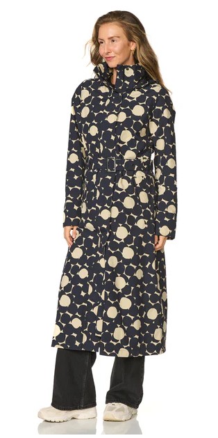 HappyRainyDays Lange regenjas Montreal, met flap Zwart / Beige